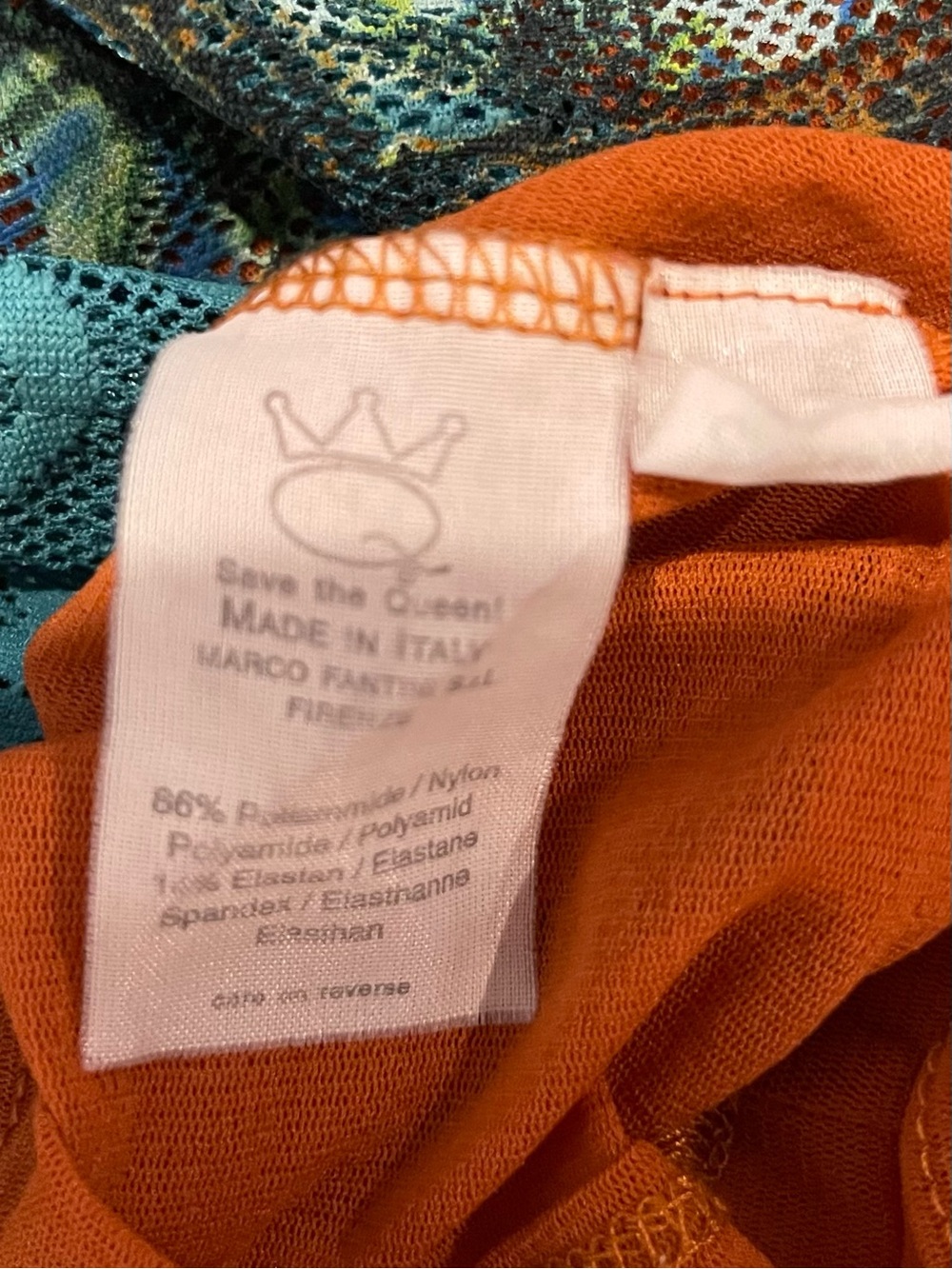 Save The Queen Y2K Turquoise Floral Mesh sleeveless Cami with Orange Trim medium - Picture 11 of 11